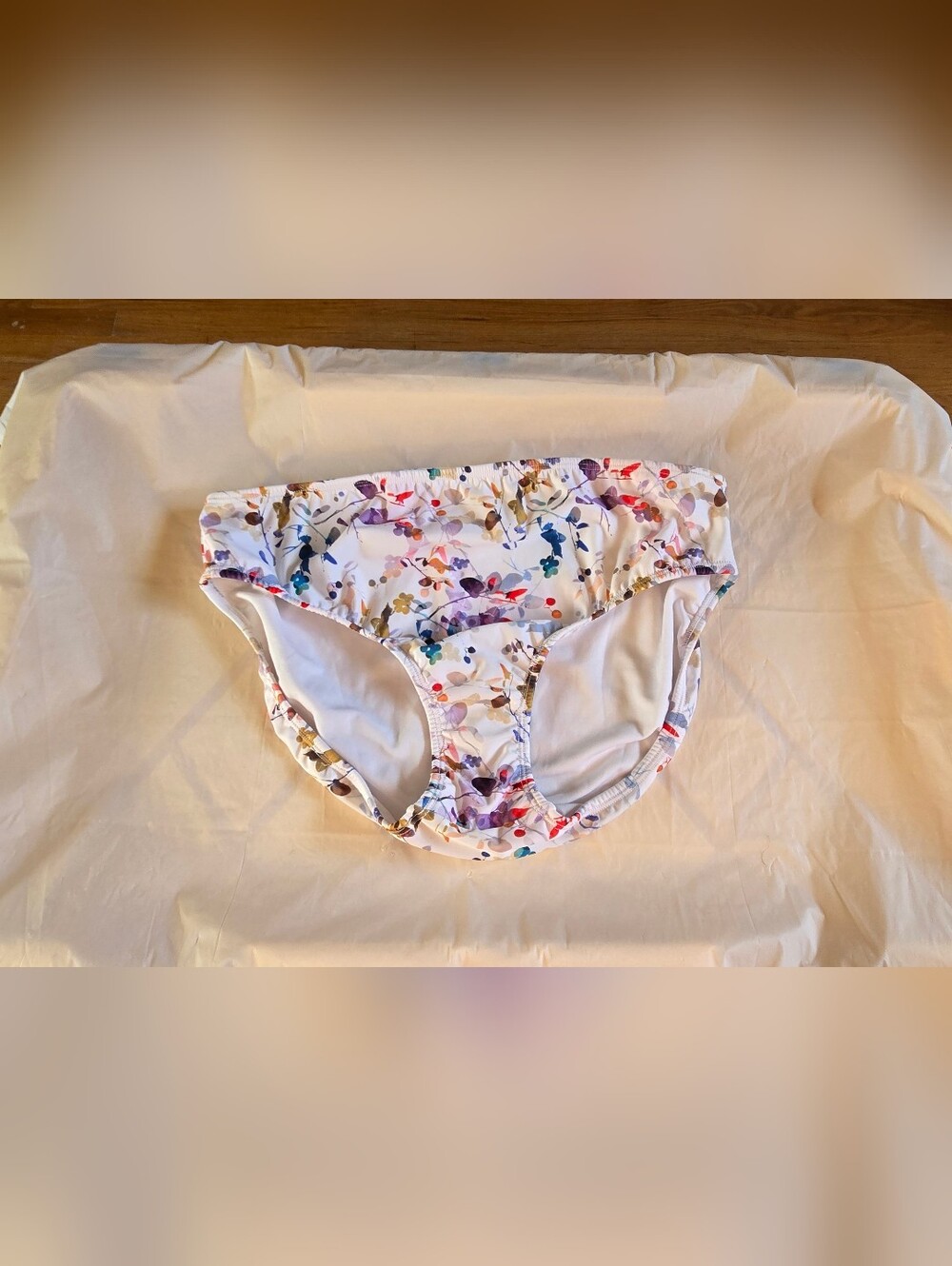 VENUS White Swimwear Bottom with Subtle Multicolor Trim
